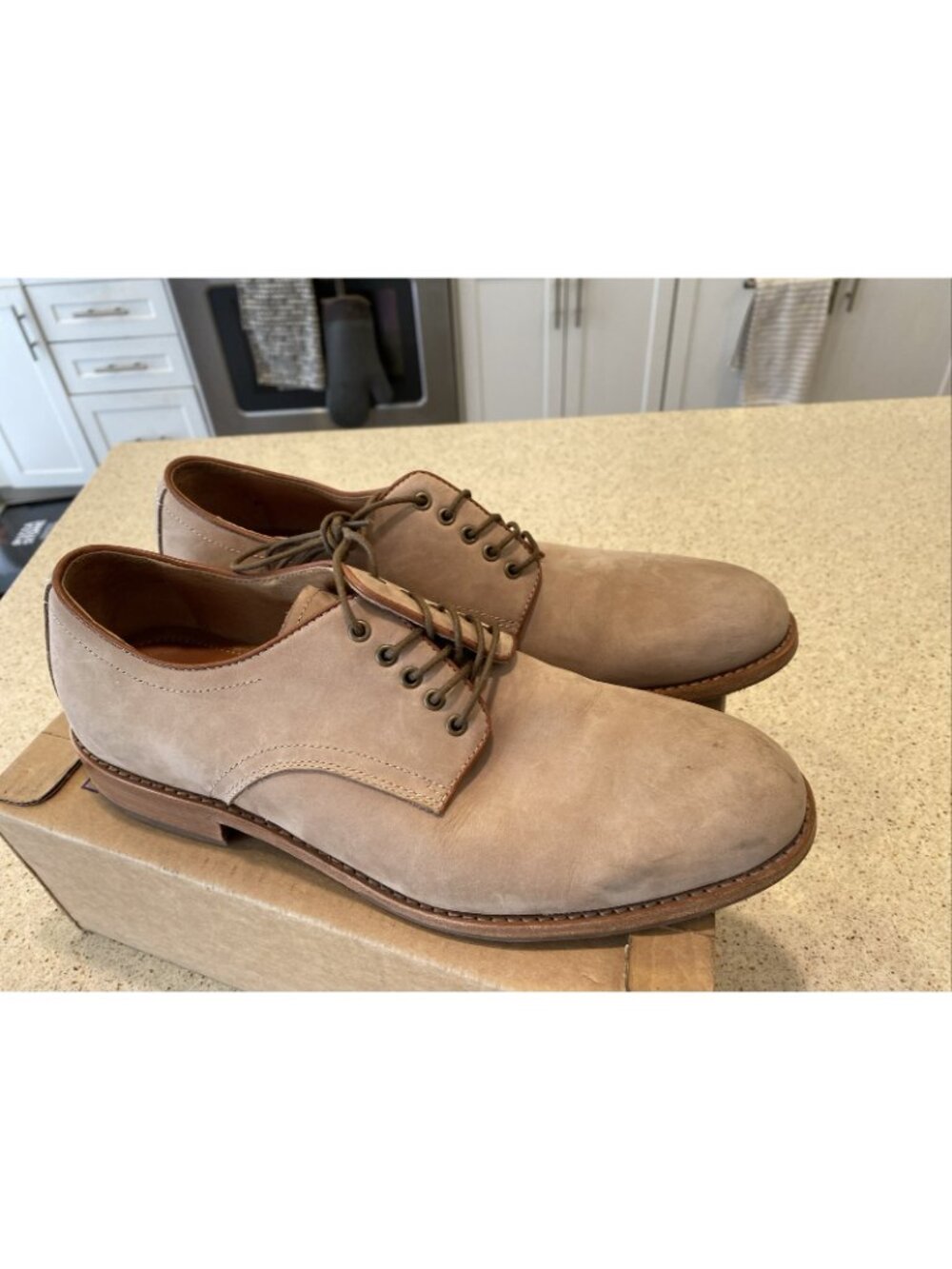 Trask Smooth Suede Men’s Sz 9 M Taupe Beige Leather Bucks Shoes - Picture 6 of 14